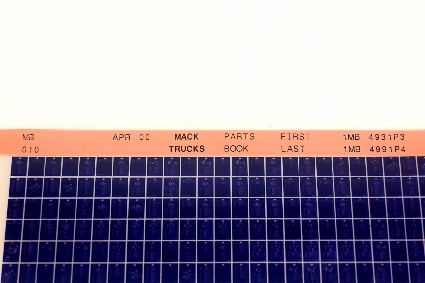 Mack MB010 1MB4931P3 - 1MB4991P4 Parts Microfiche NOS