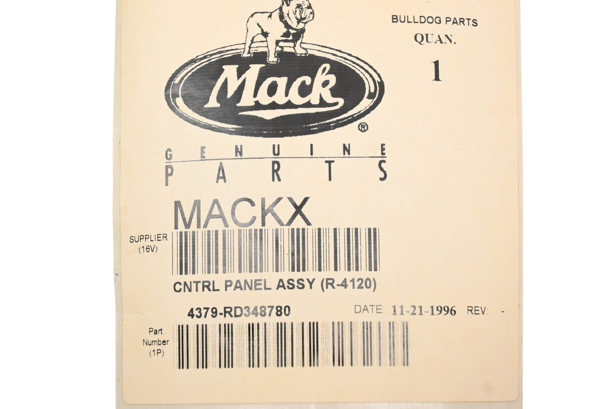 Mack 4379-RD348780 Control Panel Assembly NOS