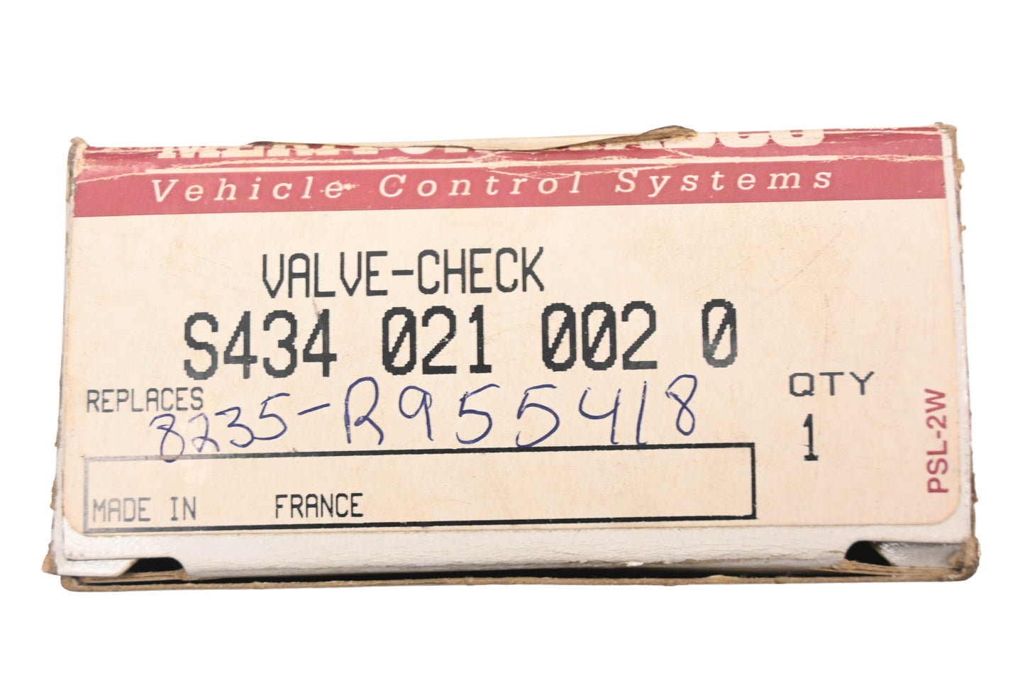 Mack 8235-S4340210020, S4340210020 Meritor Check Valve NOS