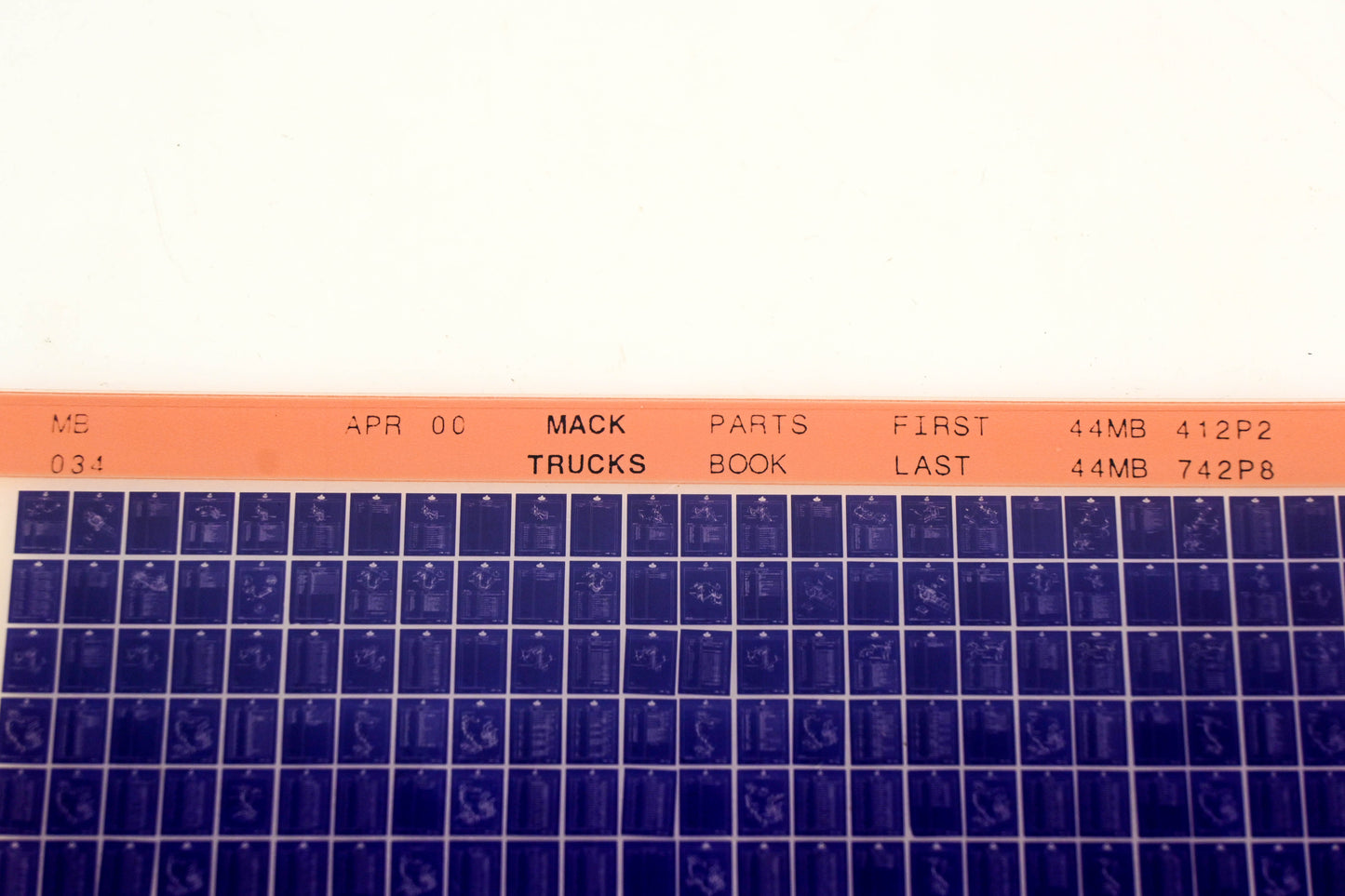 Mack MB034 44MB412P2 - 44MB742P8 Parts Microfiche NOS
