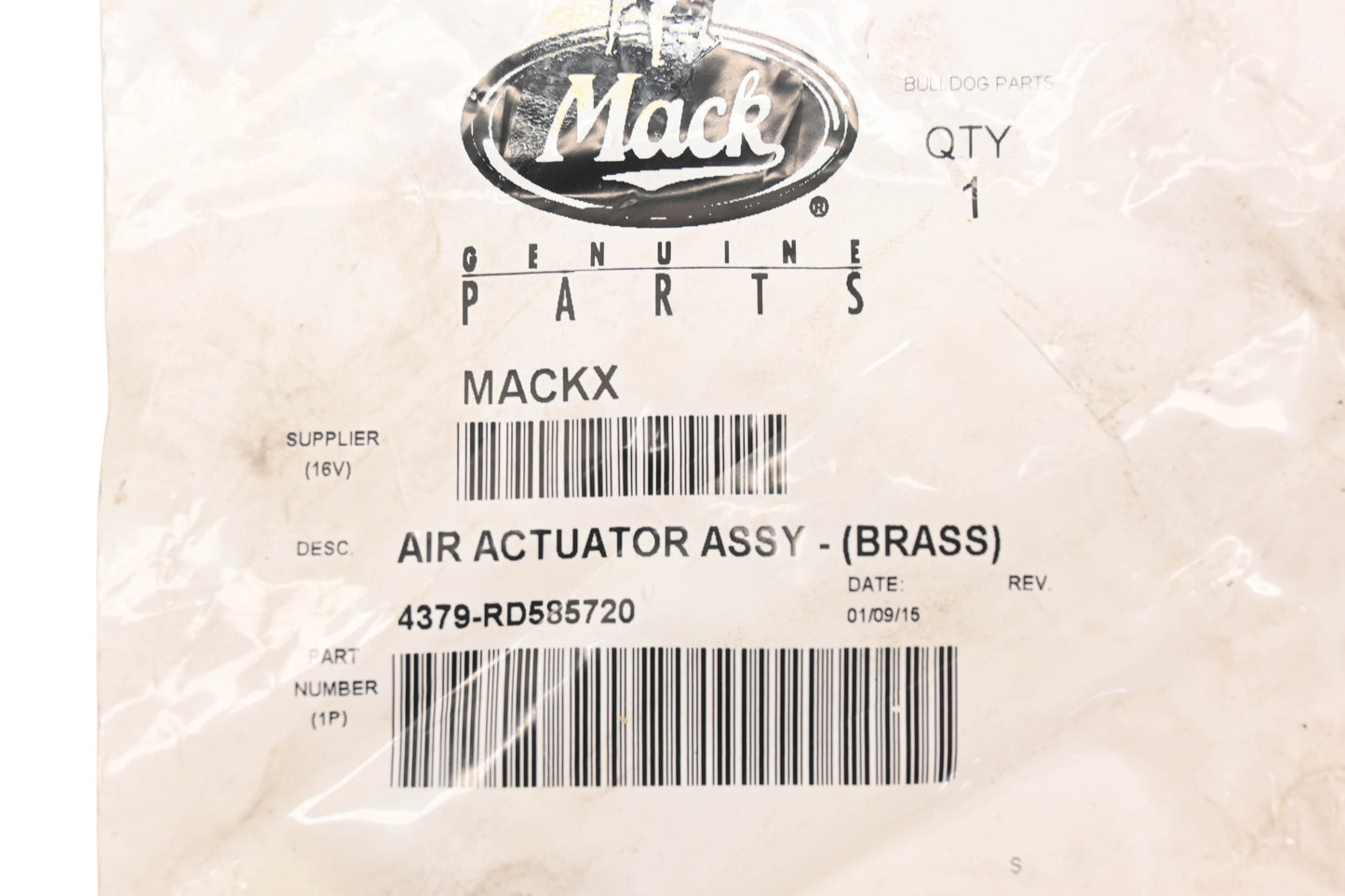 Mack 4379-RD585720, RD585720 Brass Air Actuator Assembly NOS