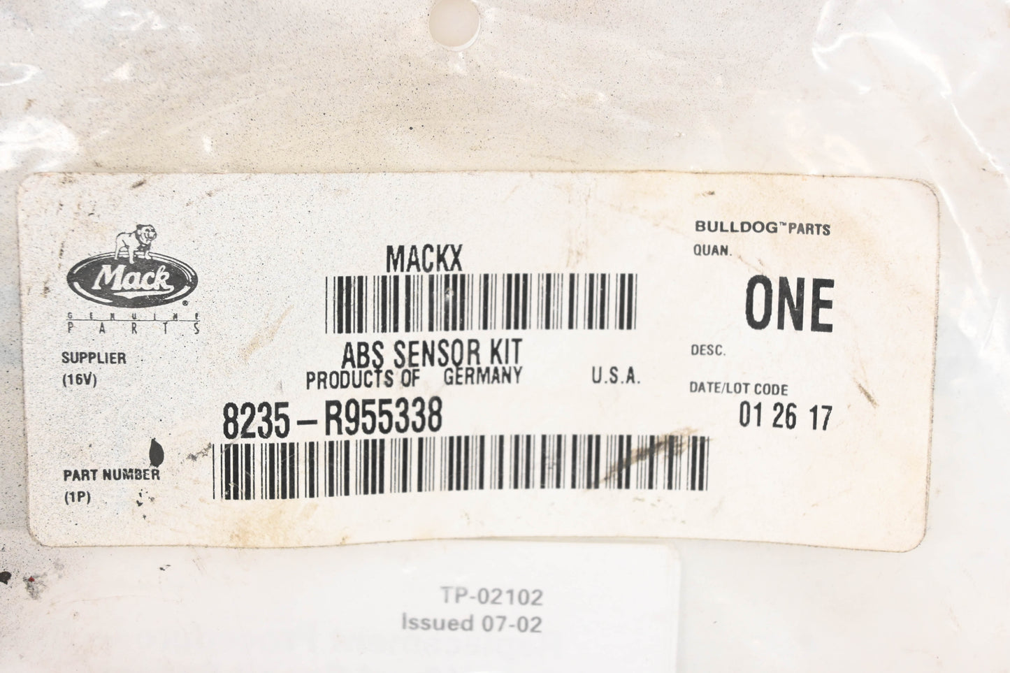 Mack 8235-R955338, R955338 Meritor Wabco ABS Sensor Kit NOS