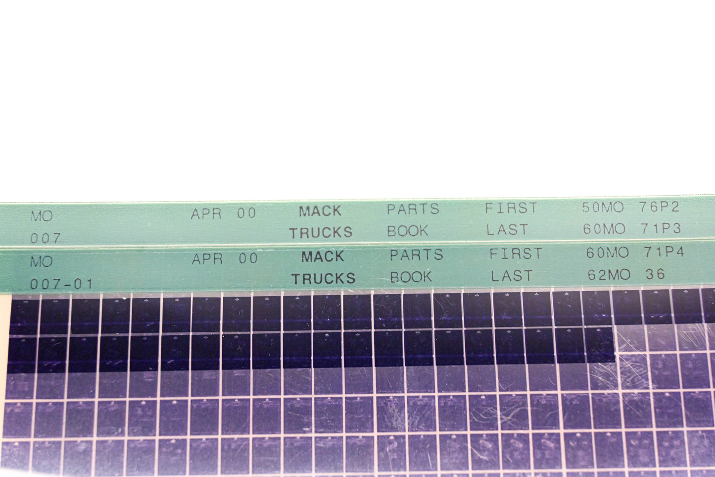 Mack MO007, MO007-01 50MO76P2 -62MO36 Parts Microfiche Lot of 2 NOS