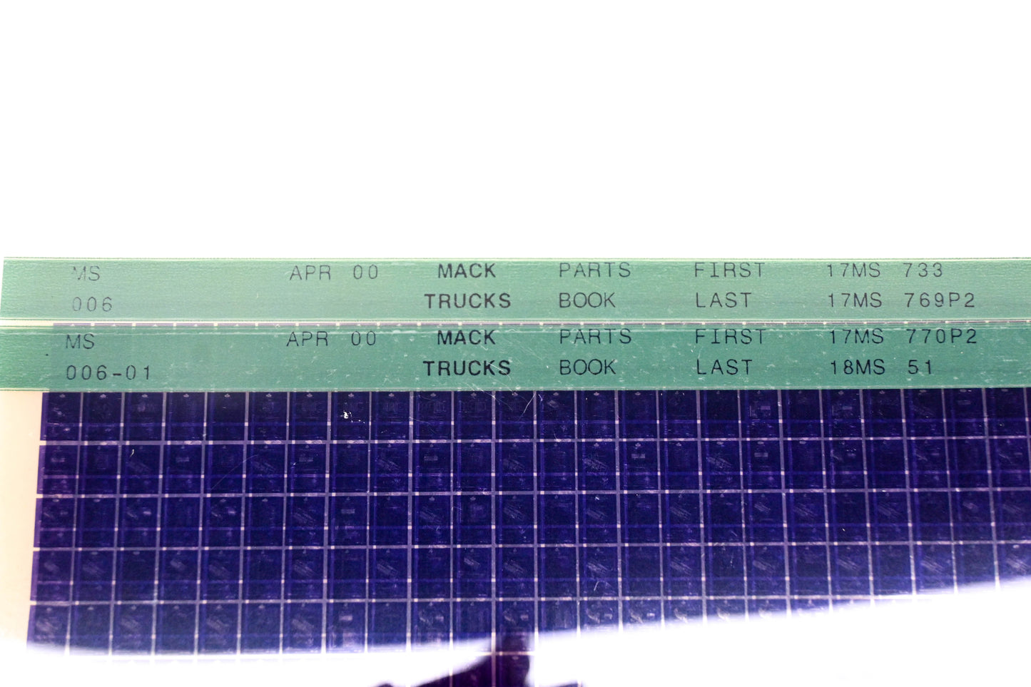 Mack MS006, MS006-01 17MS733 -18MS51 Parts Microfiche Lot of 2 NOS