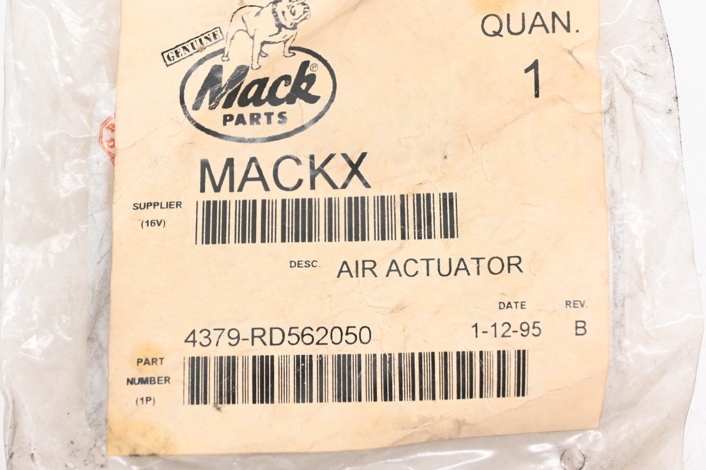 Mack 4379-RD562050 Air Actuator Rev B NOS