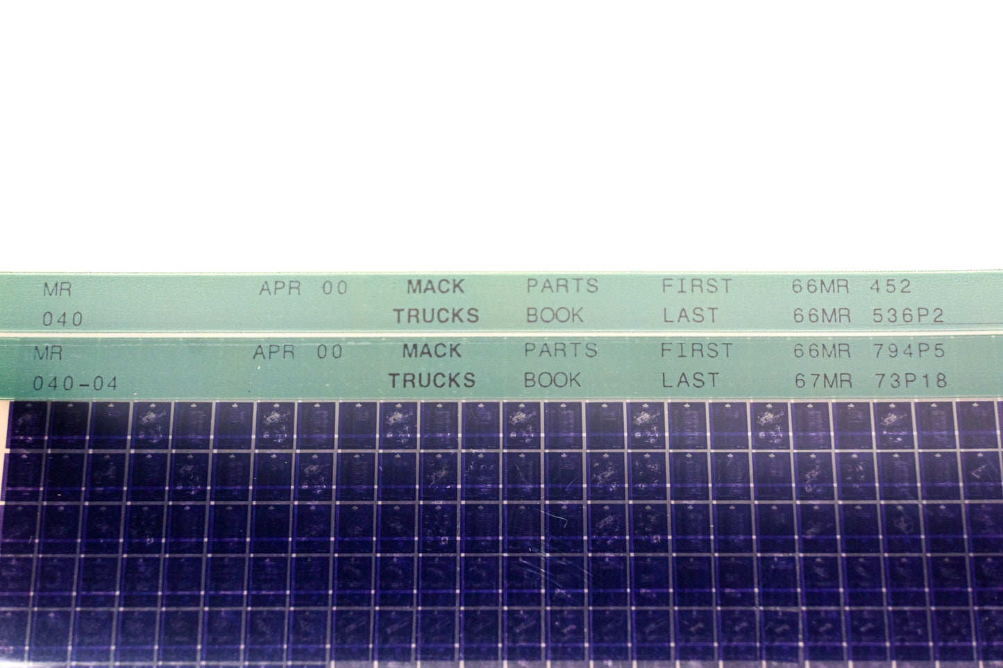 Mack MR040, MR040-04 66MR452 - 67MR73P18 Parts Microfiche Lot of 2 NOS