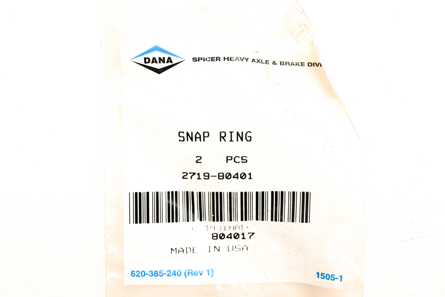 Spicer 2719-80401, 804017 Dana Snap Rings Qty 2 NOS