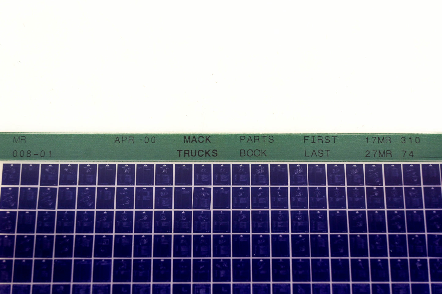 Mack MR008-01 17MR310 - 27MR74 Parts Microfiche NOS