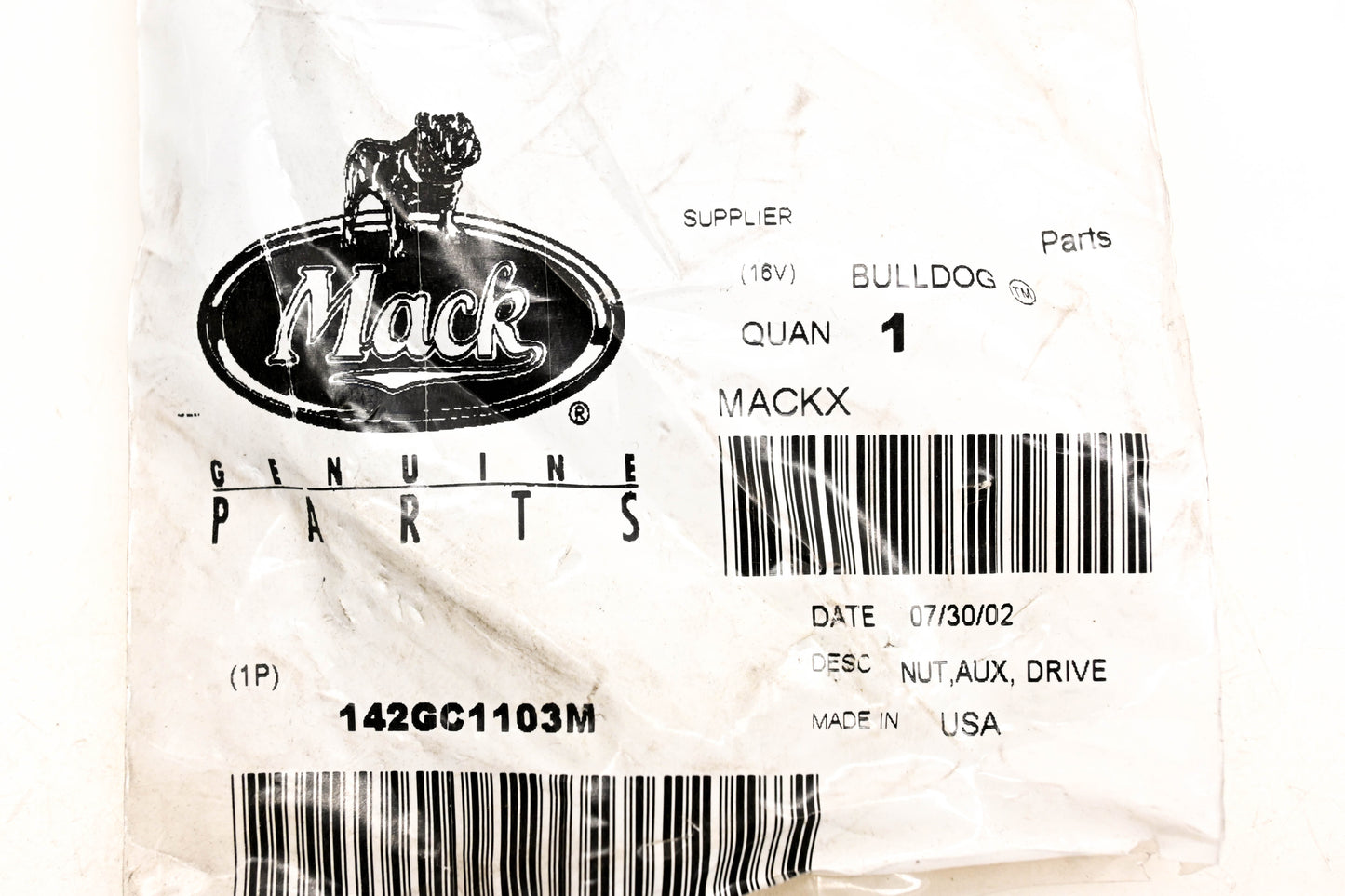 Mack 142GC1103M Auxiliary Drive Nut NOS