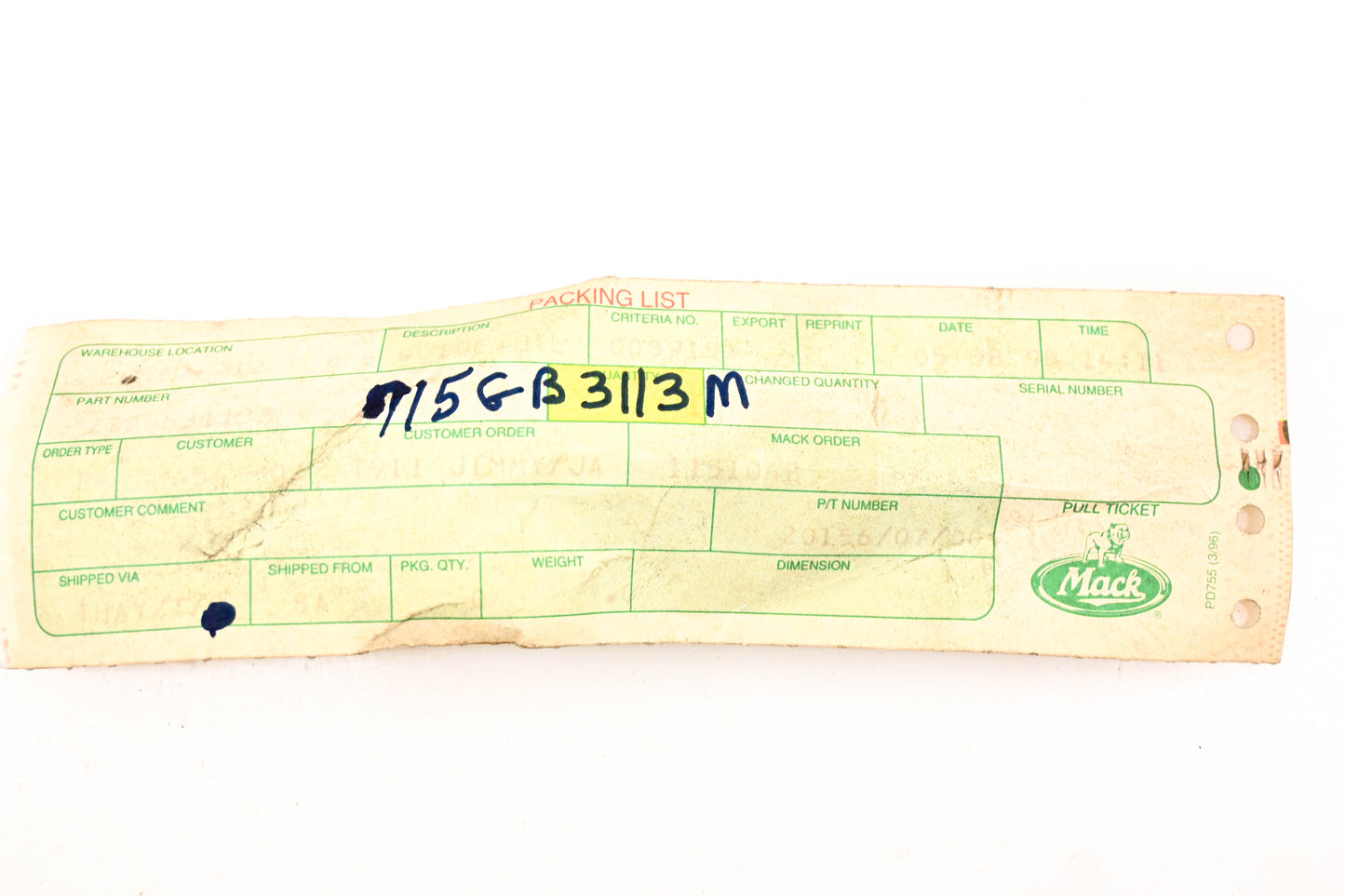 Mack 715GB3113M Oil Guide Tube NOS