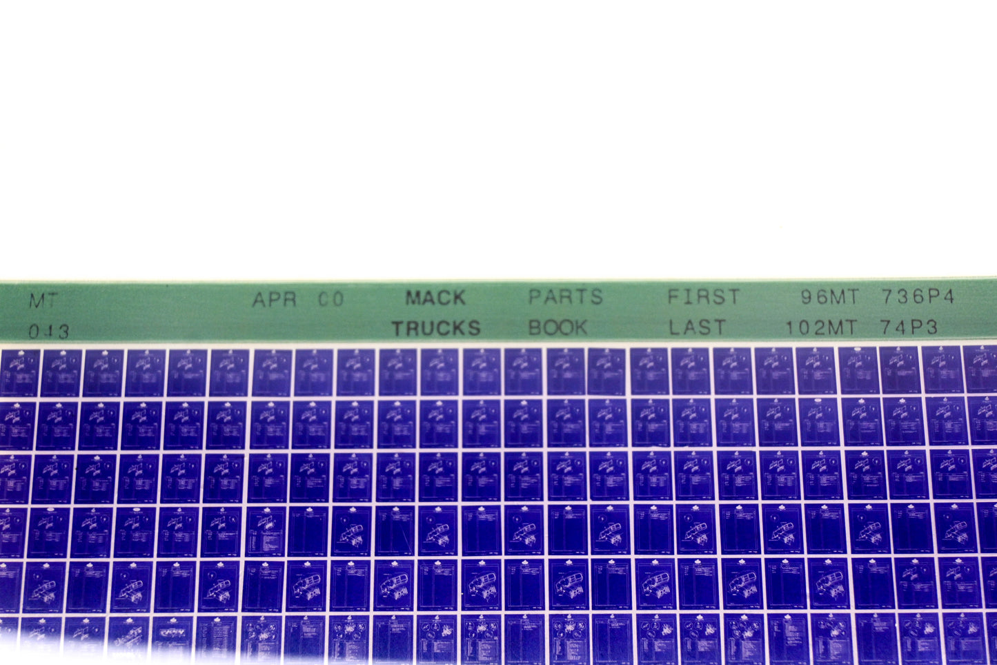 Mack MT013 96MT736P4 - 102MT74P3 Parts Microfiche NOS