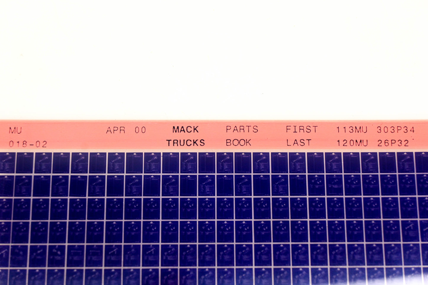 Mack MU018-02 113MU-303P34 - 120MU26P32 Parts Microfiche NOS