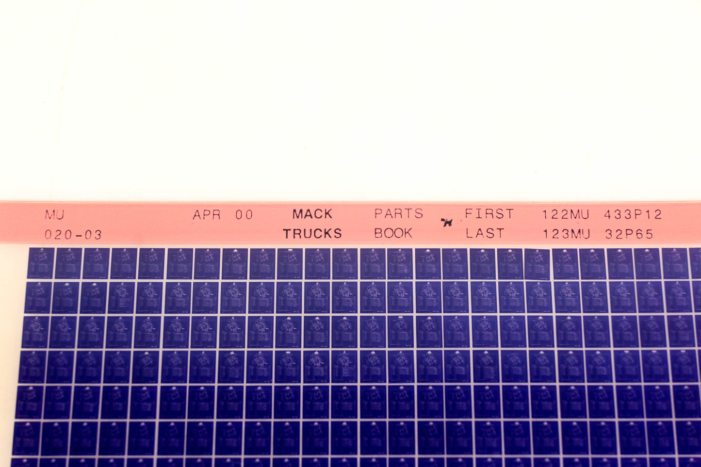 Mack MU020-03 122MU433P12 - 123MU32P65 Parts Microfiche NOS