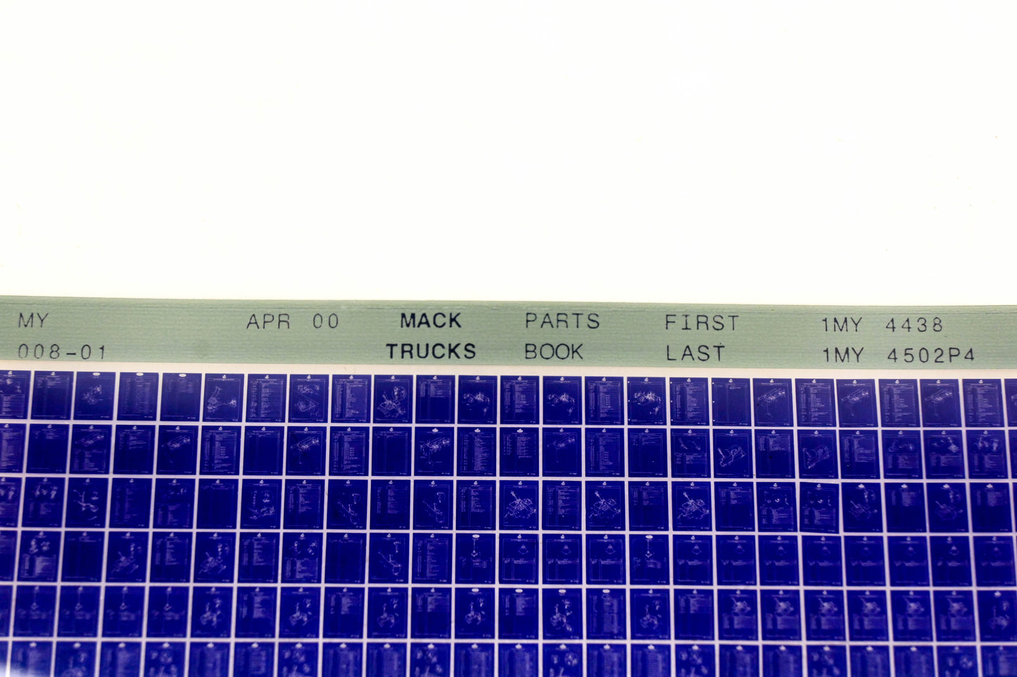Mack MY008-01 1MY4438 - 1MY4502P4 Parts Microfiche NOS