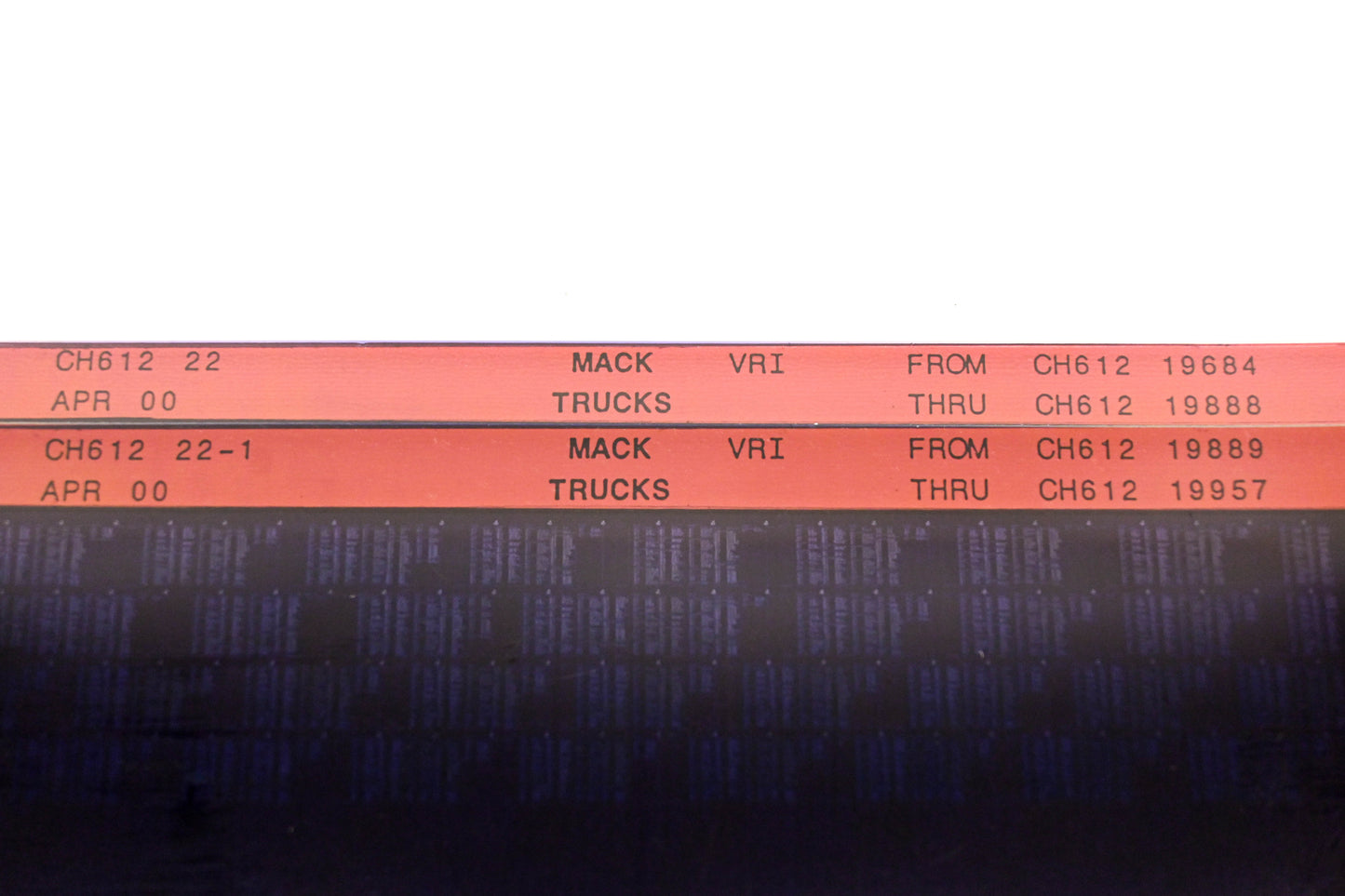 Mack CH612 22, CH612 22-1, CH612-22 CH61219684 - CH61219957 VRI Microfiche Lot of 2 NOS