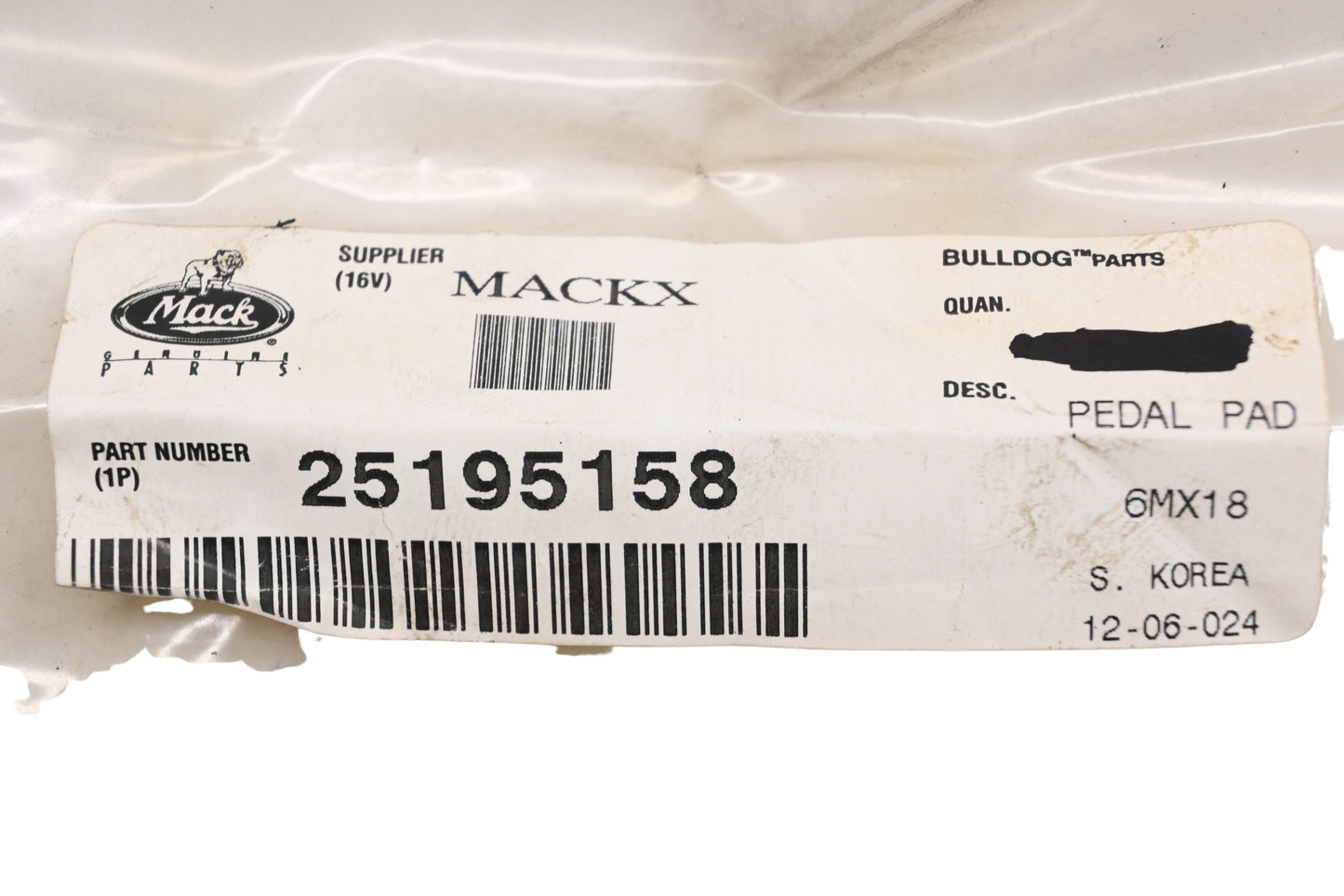 Mack 25195158 Pedal Pad NOS