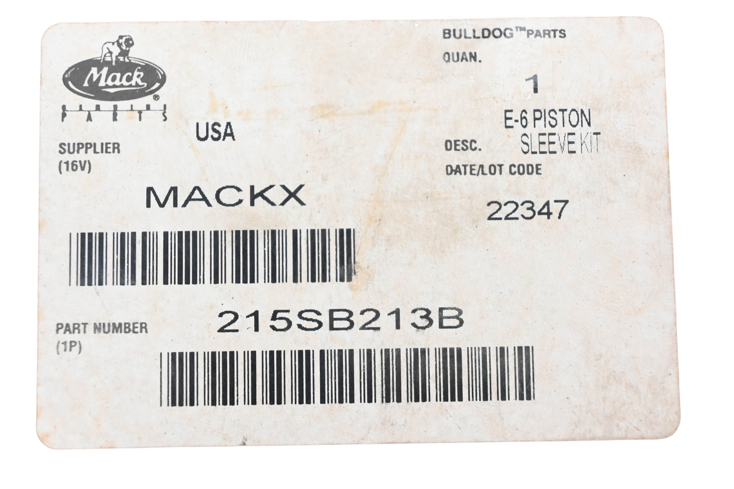 Mack 215SB213B Piston Cylinder Kit NOS