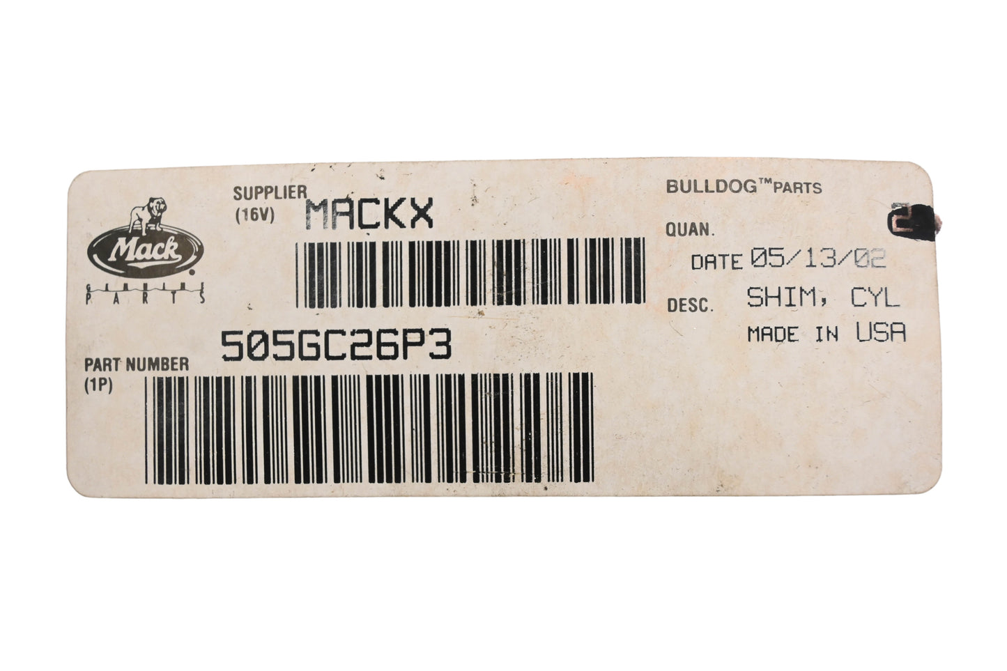 Mack 505GC26P3, 25101515 Cylinder Sleeve Shoulder Shim NOS