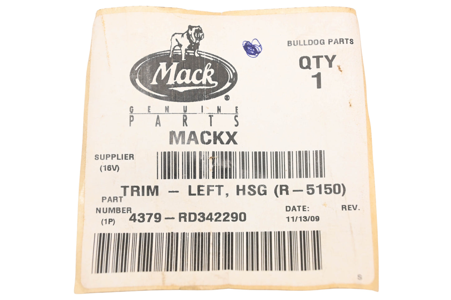Mack 4379-RD342290 Left Housing Trim NOS
