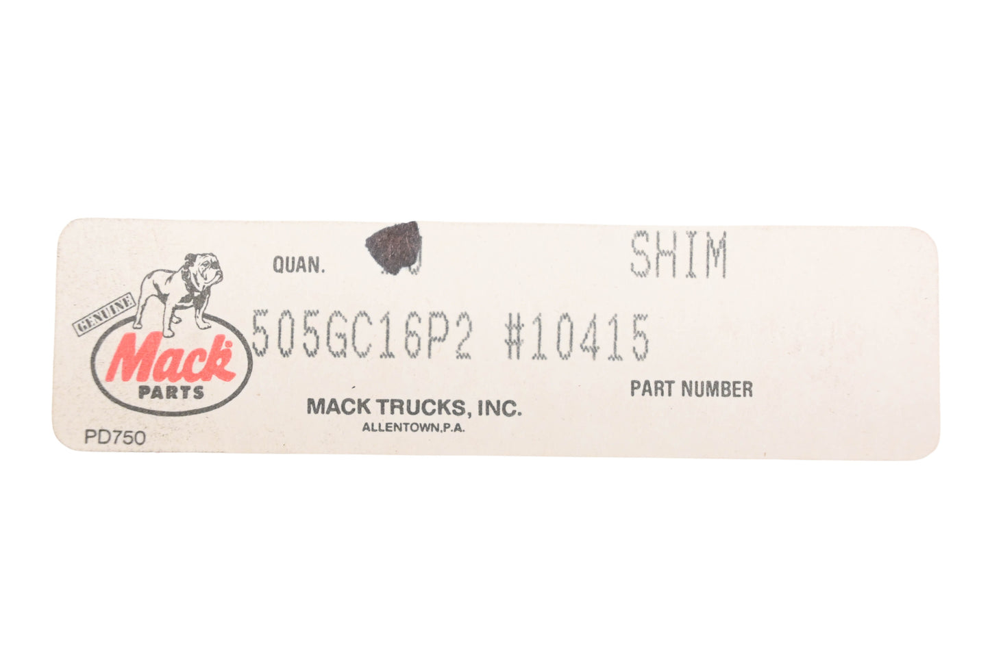 Mack 505GC16P2 Shim NOS