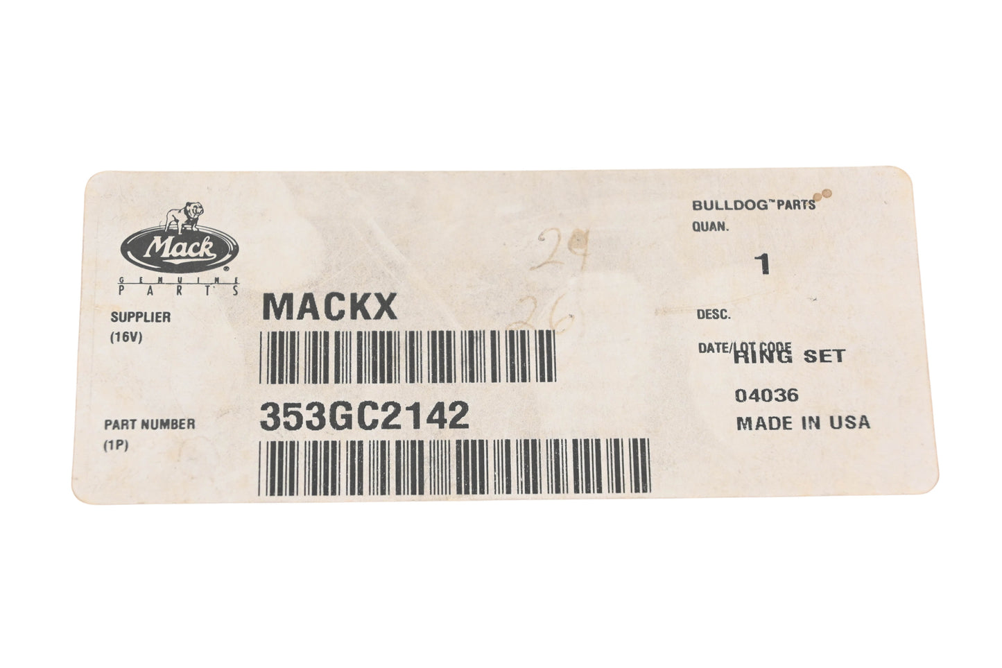 Mack 353GC2142 Piston Ring Kit NOS