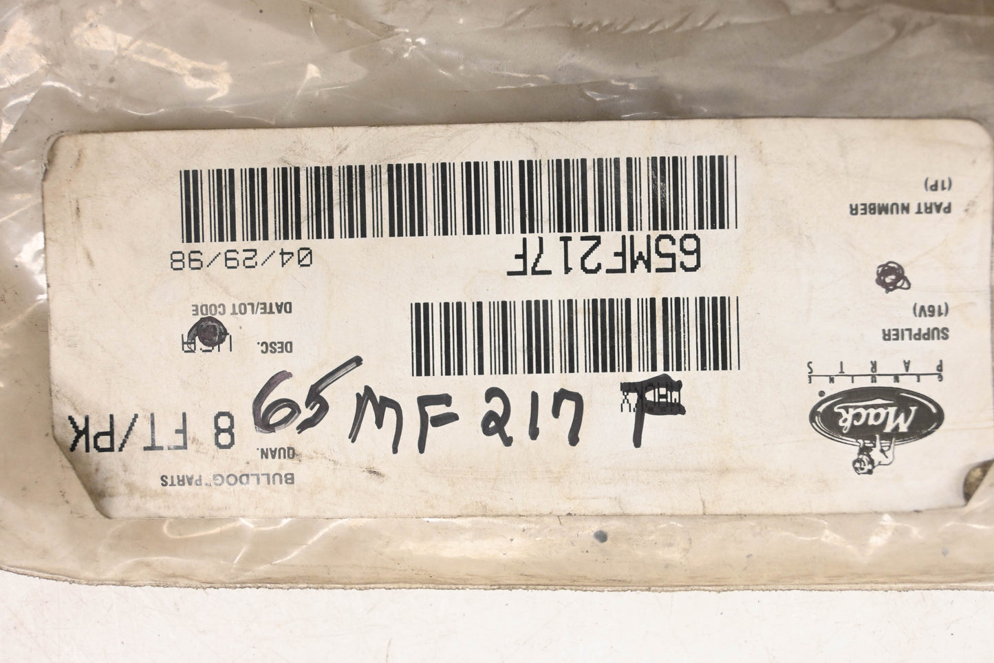 Mack 65MF217F Rubber Seal Strip 8' NOS