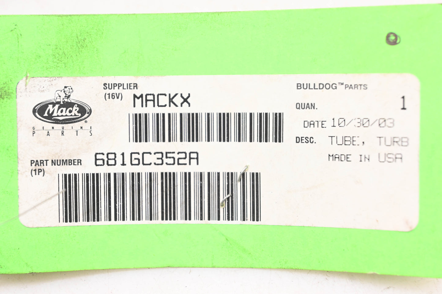 Mack 681GC352A Drain Tube NOS