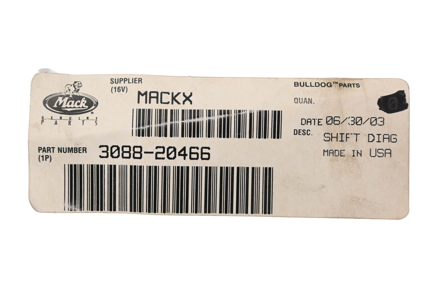 Mack 3088-20466 8-Speed Shift Diagram Decal NOS