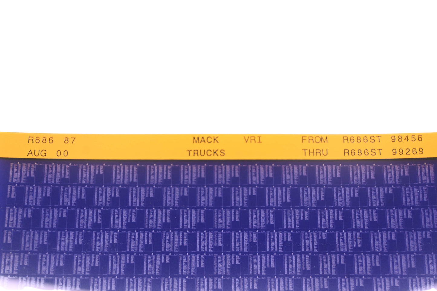 Mack R686 87 R686ST98456 - R686ST99269 VRI Microfiche NOS