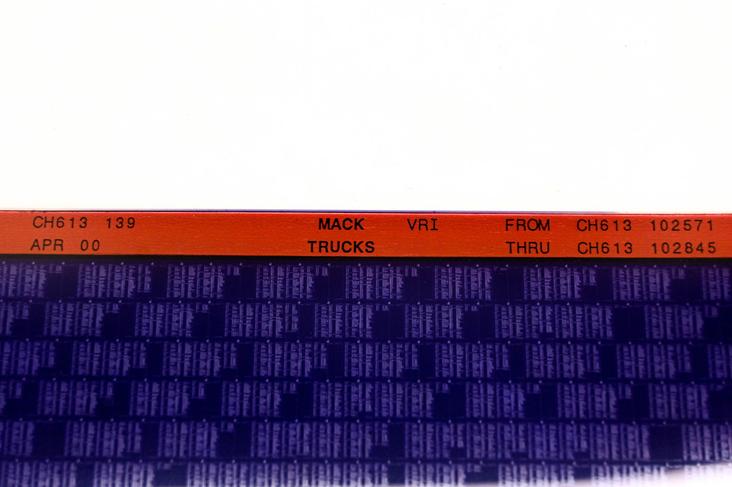 Mack CH613 139 CH613102571 -CH613102845 VRI Microfiche NOS