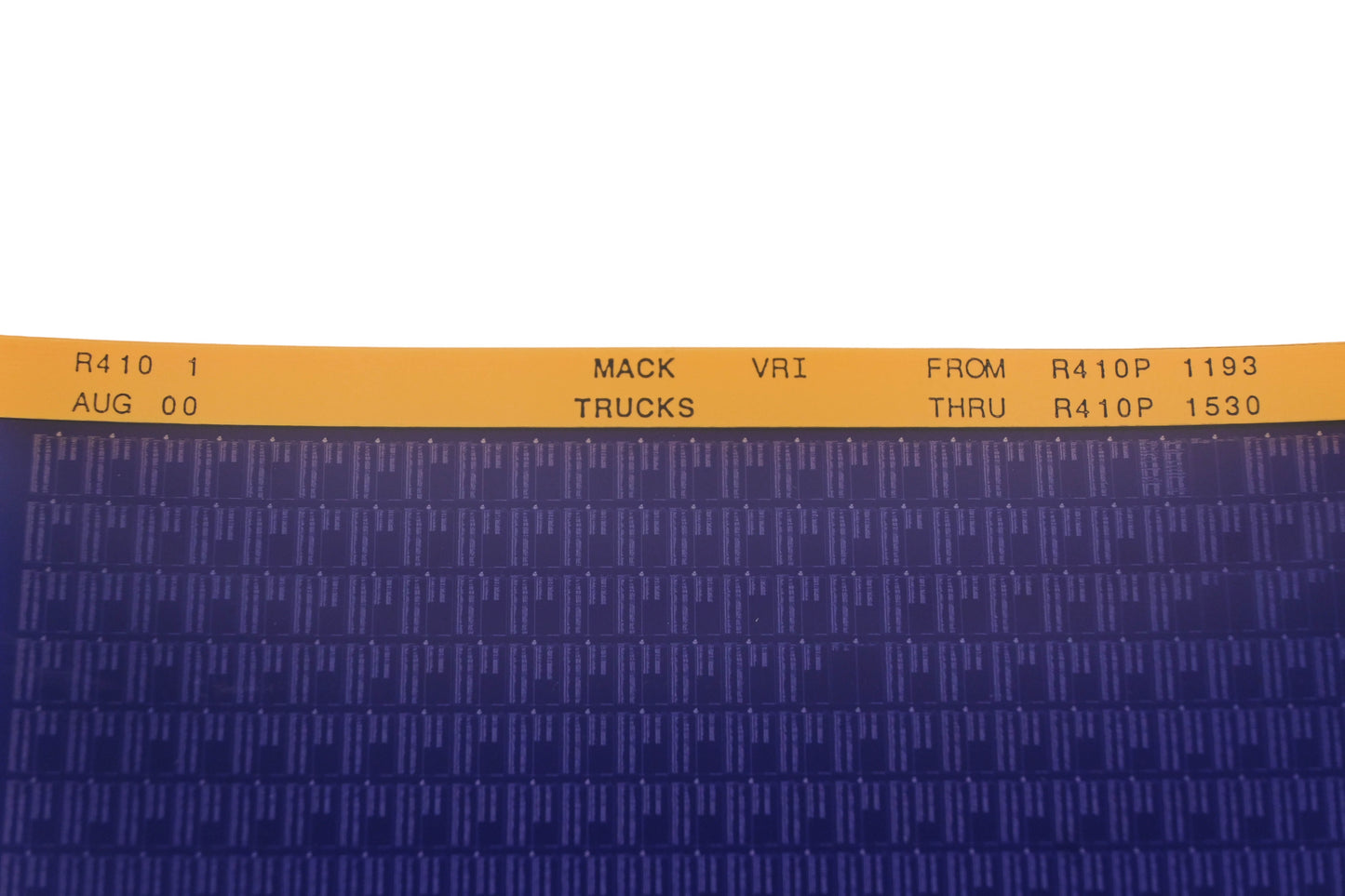 Mack R410 1 R410P1193 -R410P1530 VRI Microfiche NOS