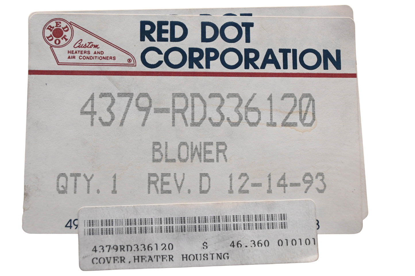Mack 4379-RD336120 Red Dot Blower Housing NOS