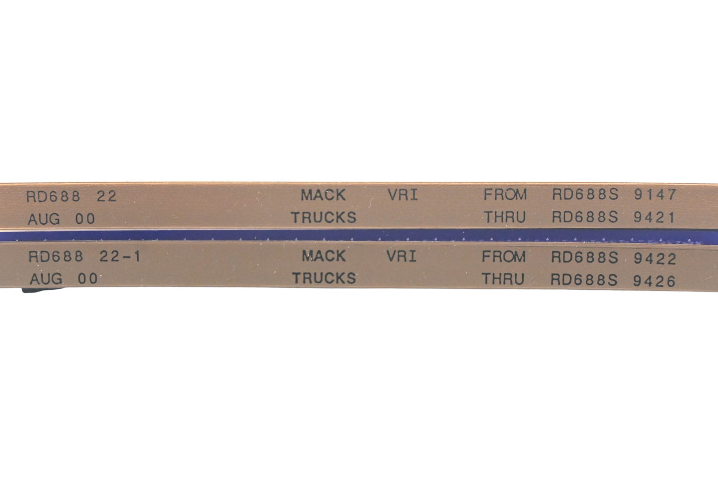 Mack RD688 22, RD688 22-1 RD688S89147 - RD688S9426 VRI Microfiche Lot of 2 NOS