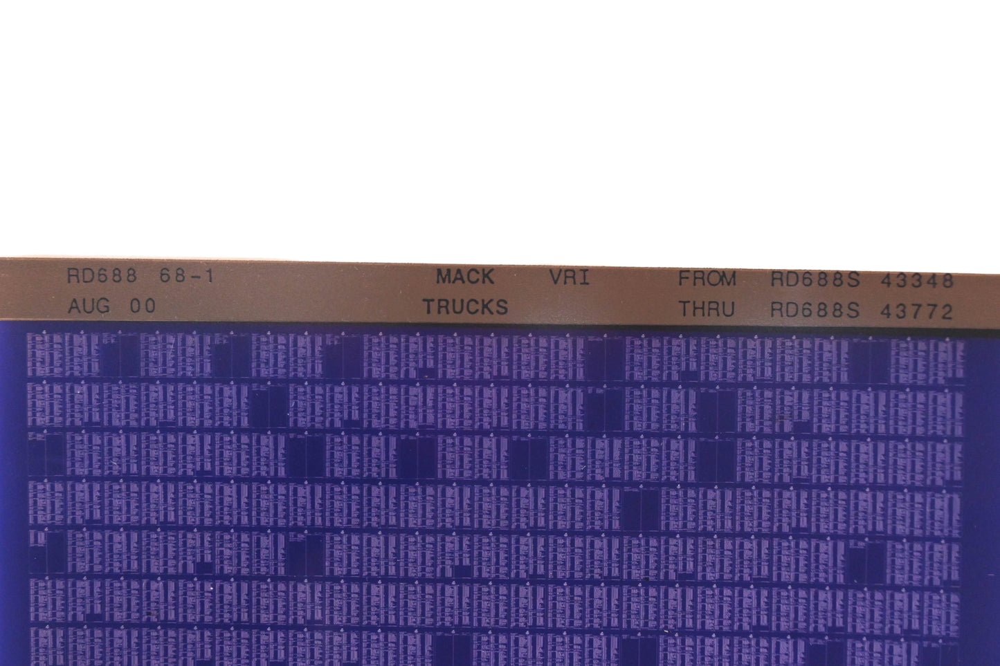Mack RD688 68-1 RD688S43348 - RD688S43772 VRI Microfiche NOS