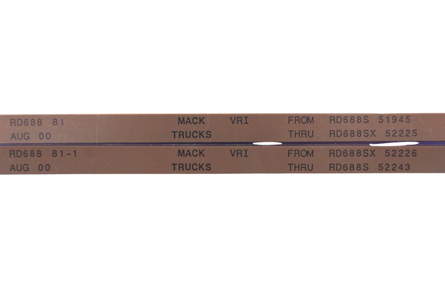 Mack RD688 81, RD688 81-1 RD688S51945 - RD688S52243 VRI Microfiche Lot of 2 NOS