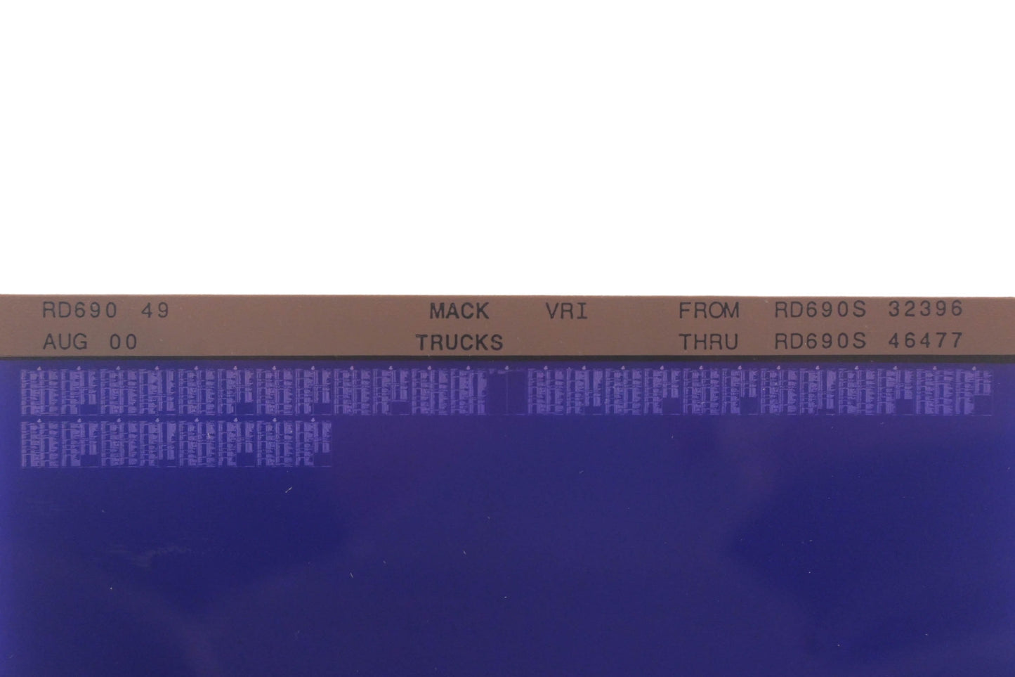 Mack RD690 49 RD690S32396 - RD690S46477 VRI Microfiche NOS