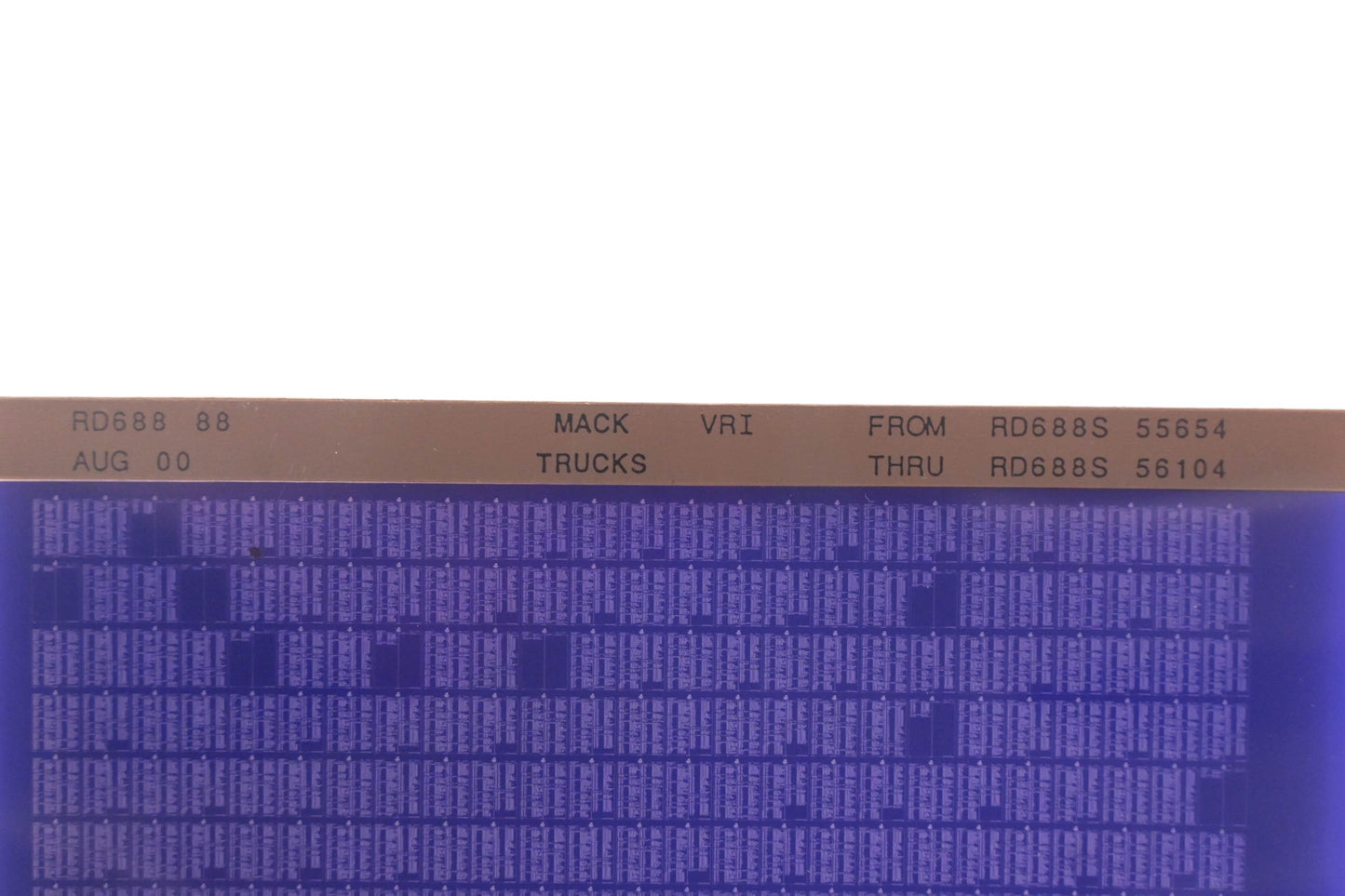 Mack RD688 88 RD688S55654 - RD688S56104 VRI Microfiche NOS