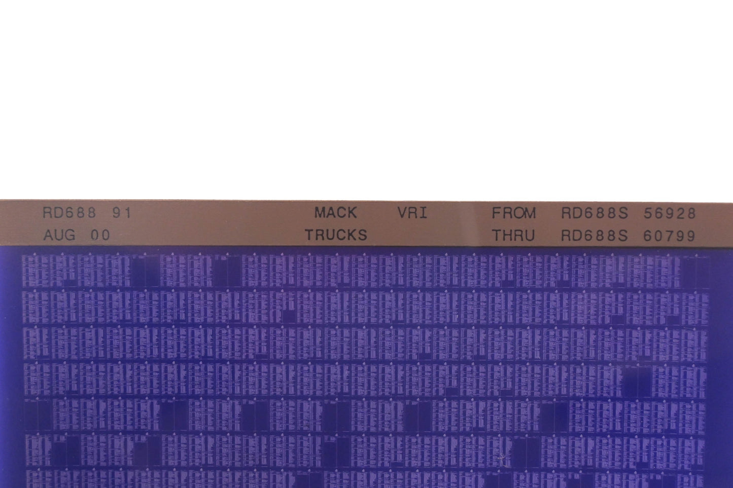 Mack RD688 91 RD688S65928 - RD688S60799 VRI Microfiche NOS