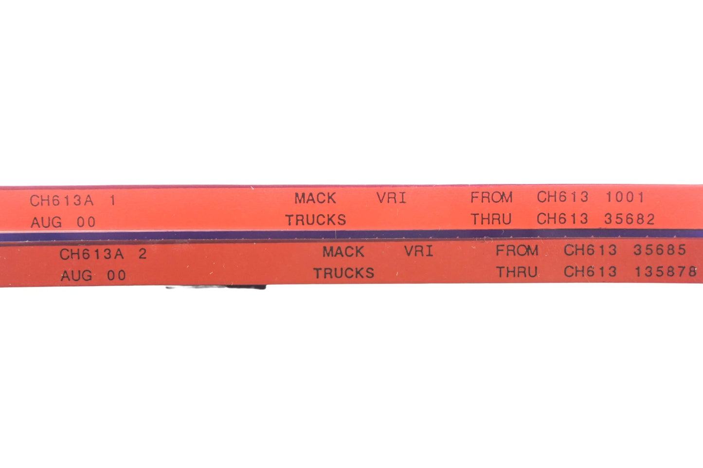 Mack CH613A 1, CH613A 2 CH6131001 - CH61313578 VRI Microfiche Lot of 2 NOS