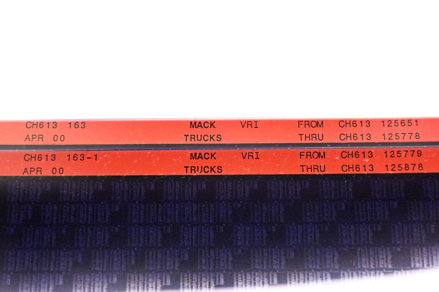 Mack CH613 163, CH613 163-1 CH613125651 - CH613125878 VRI Microfiche Lot of 2 NOS