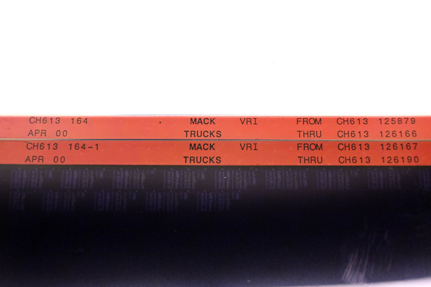 Mack CH613 164, CH613 164-1 CH613125879 - CH613126190 VRI Microfiche Lot of 2 NOS