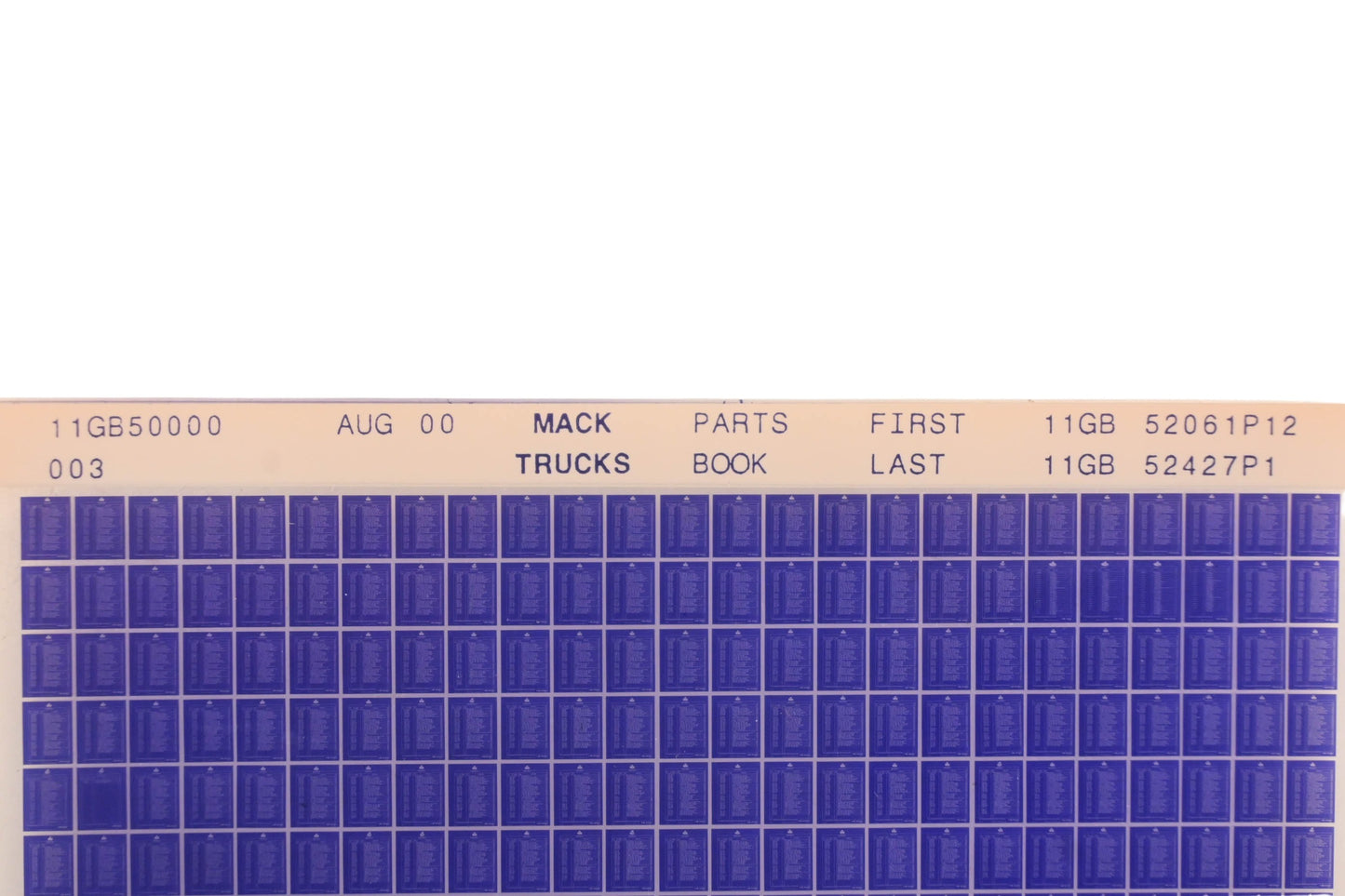 Mack 11GB50000 003 Parts Book 11GB52061P12 -11GB52427P1 Microfiche NOS