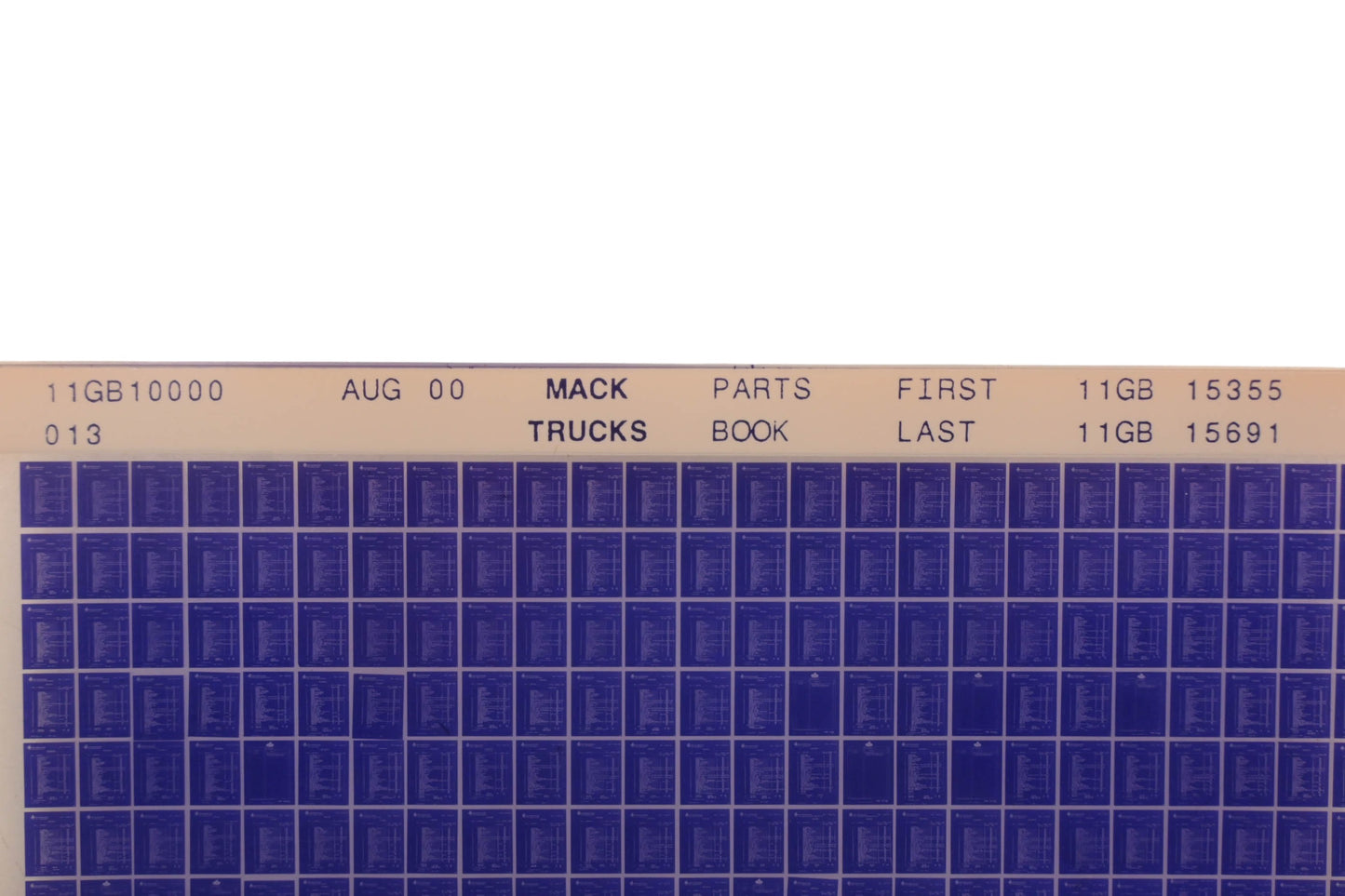 Mack 11GB10000 013 Parts Book 11GB15355 -11GB15691 Microfiche NOS