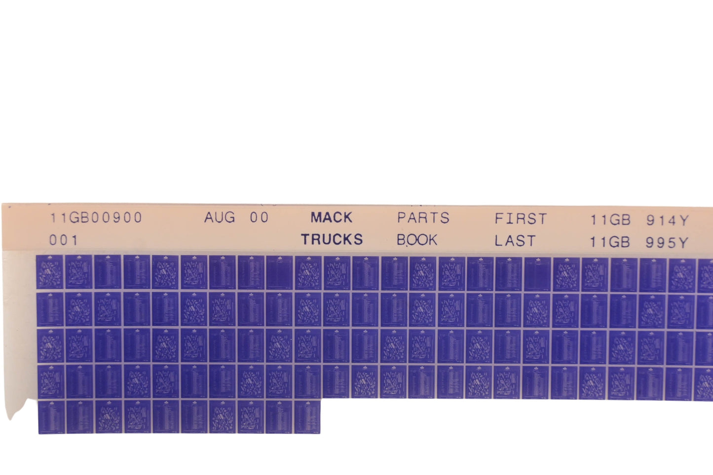 Mack 11GB00900 001 Parts Book 11GB914Y -11GB995Y Microfiche NOS
