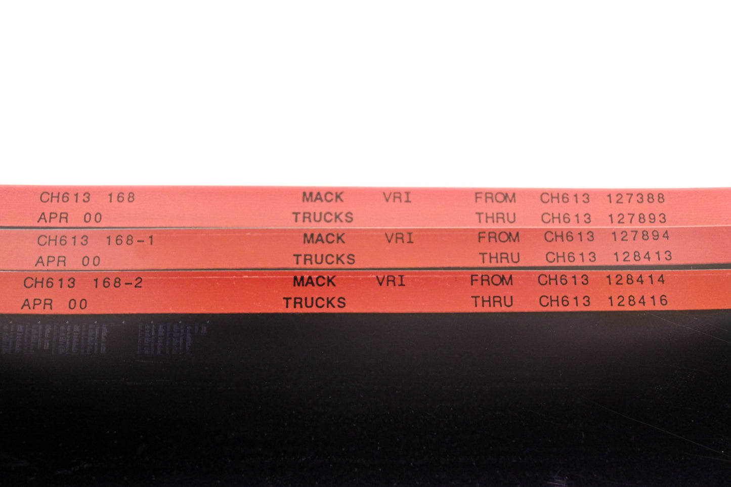 Mack CH613 168, CH613 168-1, CH613 168-2 CH613127388 - CH613128416 VRI Microfiche Lot of 3 NOS