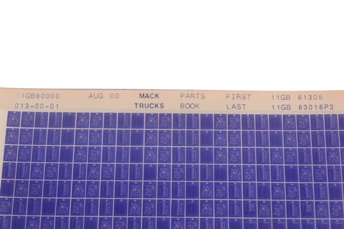 Mack 11GB80000 013-00-01 Parts Book 11GB81305 - 11GB83018P3 Microfiche NOS