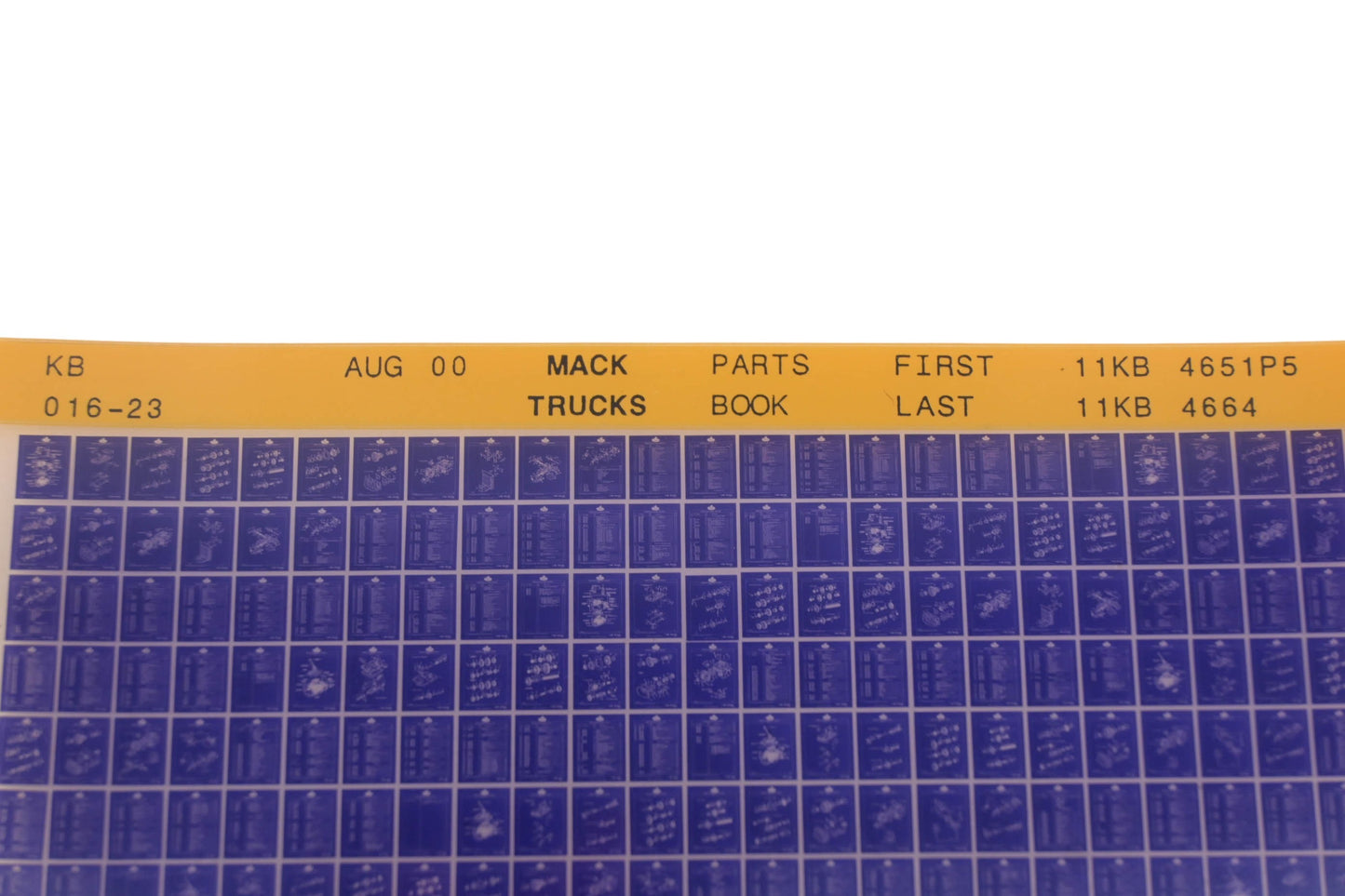 Mack KB016-23 Parts Book 11KB4651P5 - 11KB4664 Microfiche NOS