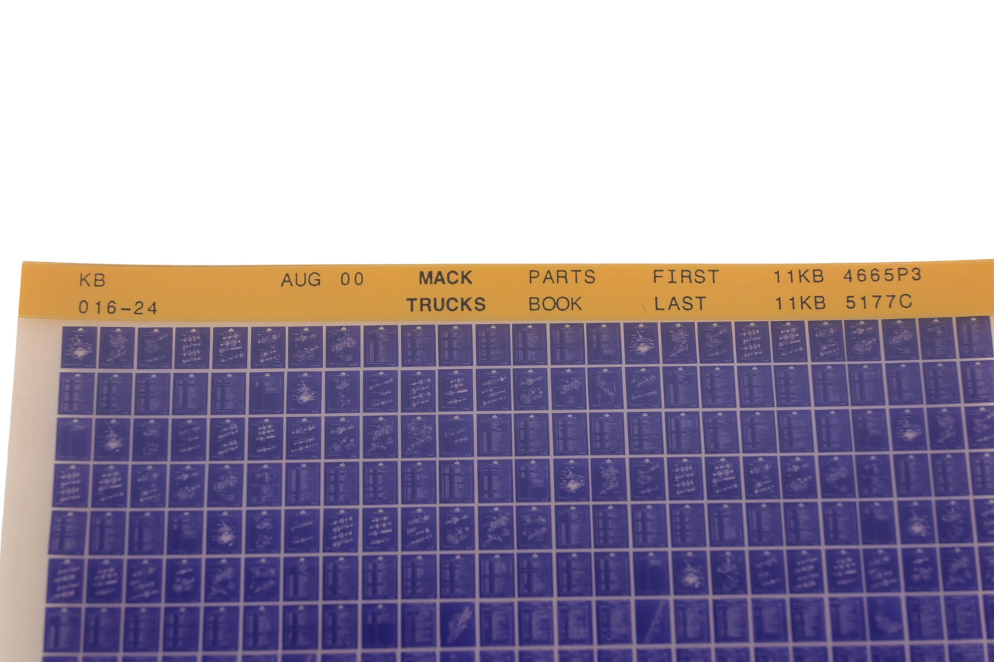 Mack KB016-24 Parts Book 11KB4665P3 - 11KB5177C Microfiche NOS