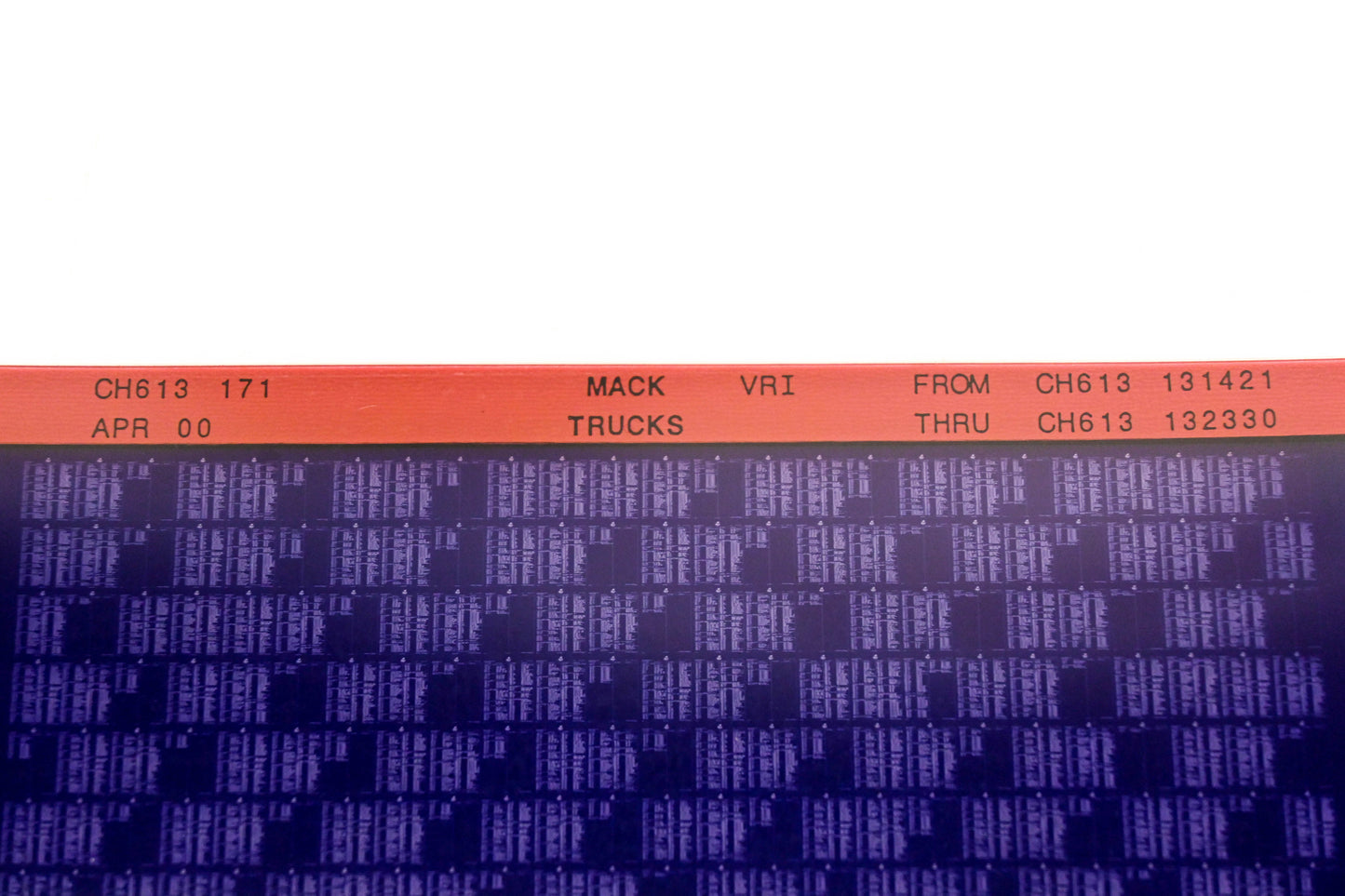 Mack CH613 171 CH613131421 - CH613132330 VRI Microfiche NOS