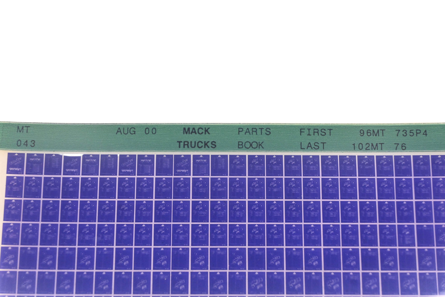 Mack MT043 Parts Book 96MT735P4 - 102MT76 Microfiche NOS